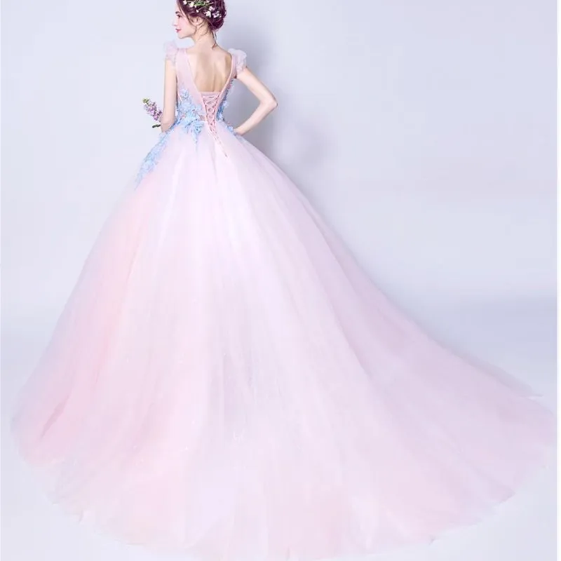 Ruthshen 2018 платье для Quinceanera с V образным вырезом легкое бальное аппликацией