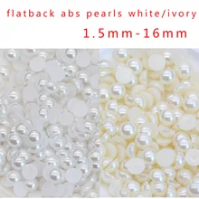 1,5-16 мм цвет слоновой кости/белый полукруглый жемчуг имитация жемчуга акриловые бусины для скрапбукинга дизайн ногтей, карты, обувь, сумки, изготовление ювелирных изделий
