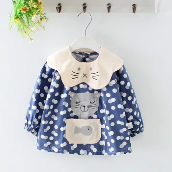 

Hot Cute Cat Design Baby Bibs Long Sleeve Cotton Apron Children Feeding Dawing Bib Burp Clothes Soft Eat Toddler 0-3 Years Old