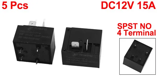 5Pcs T93 DC12V 15A 4 Terminal SPST NO Miniature Power Coil Electromagnetic Relay