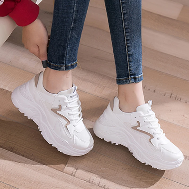 

Female White Chunky Sneakers Women Fashion Casual Platform Shoes Woman Lady Footwear dames Women Sneakers 2019 sapatos feminino
