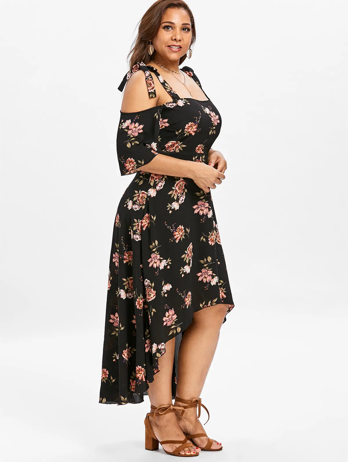 Plus Size Women Cold Shoulder 