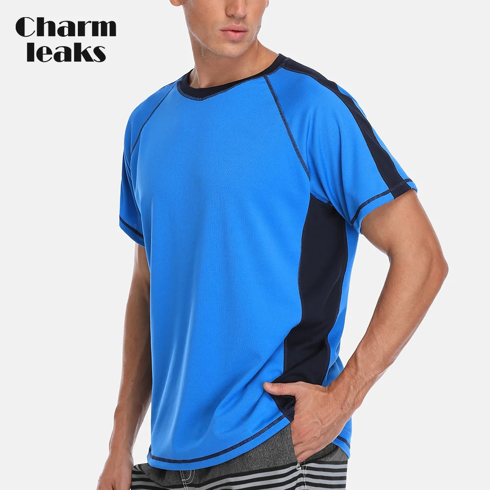 CharmLeaks Mens Short Sleeve Rash Vest Tops UV Swim Shirts