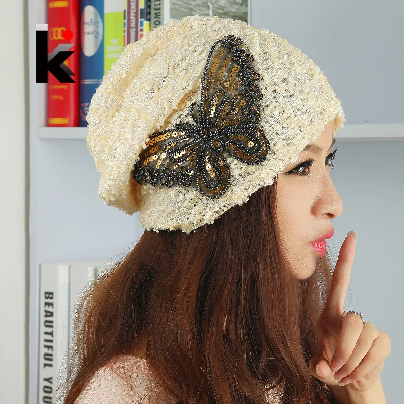 

2018 New Fashion Autumn And Winter Caps For Women Beanies Butterfly Hood Turban Hat Gorro Cap Female Skullies Balaclava Hats
