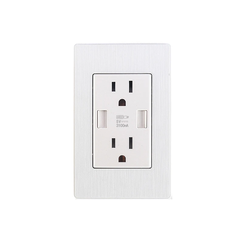 

US 120 Style Socket,3.1A Wall Socket Dual USB Port Power Adapter Outlets Panel Universal Plug,Tamper Resistant Duplex Receptacle