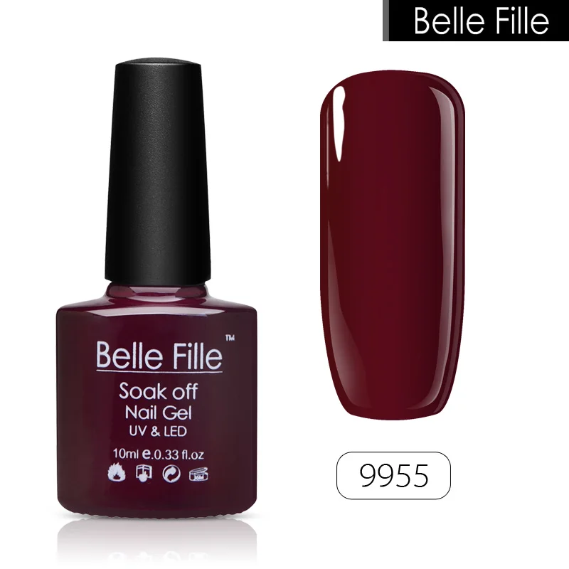 Belle Fille новейшие винно красные цвета УФ гель лак для ногтей светодиодный темно