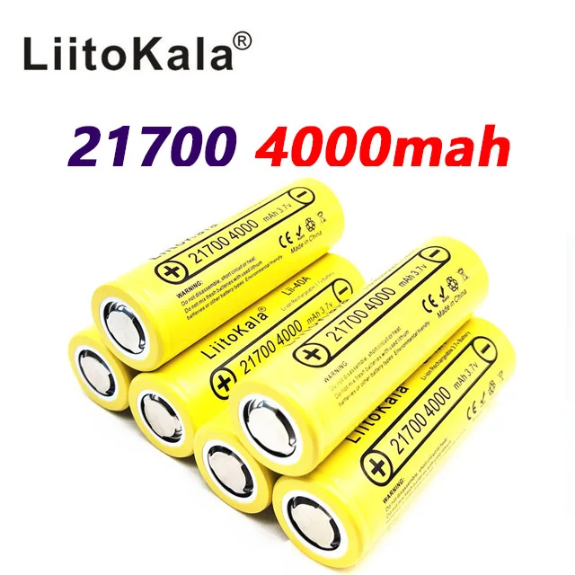 

50pcs LiitoKala Lii-40A 21700 4000mah Li-Ni Battery 3.7V 40A for Electronic Cigarette Mod / Kit 3.7V 30A power 5C Rate Discharge