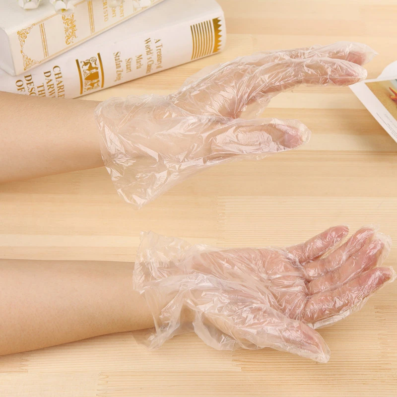 100 шт одноразовые перчатки одноразовые пластиковые перчатки прозрачные одноразовые пищевые перчатки для промышленных медицинских ресторанных чистящих перчаток