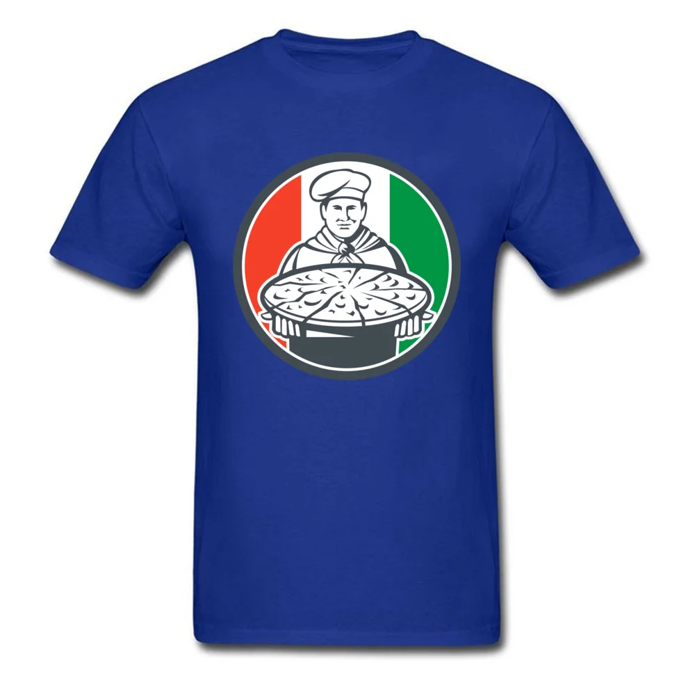Italian Chef Cook Serving Pizza Circle Retro_blue