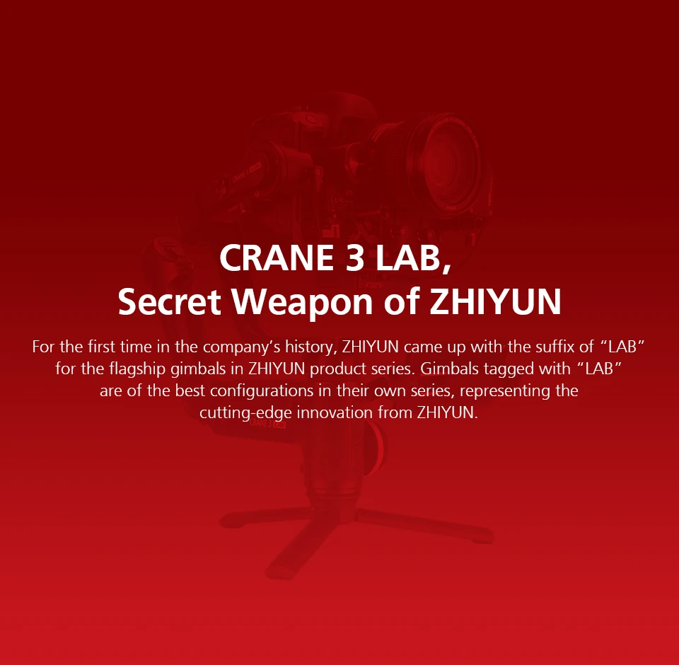 Zhiyun Crane 3 LAB 3-осевой ручной карданный стабилизатор для DSLR Canon Nikon, Panasonic камеры, беспроводная передача изображения ViaTouch