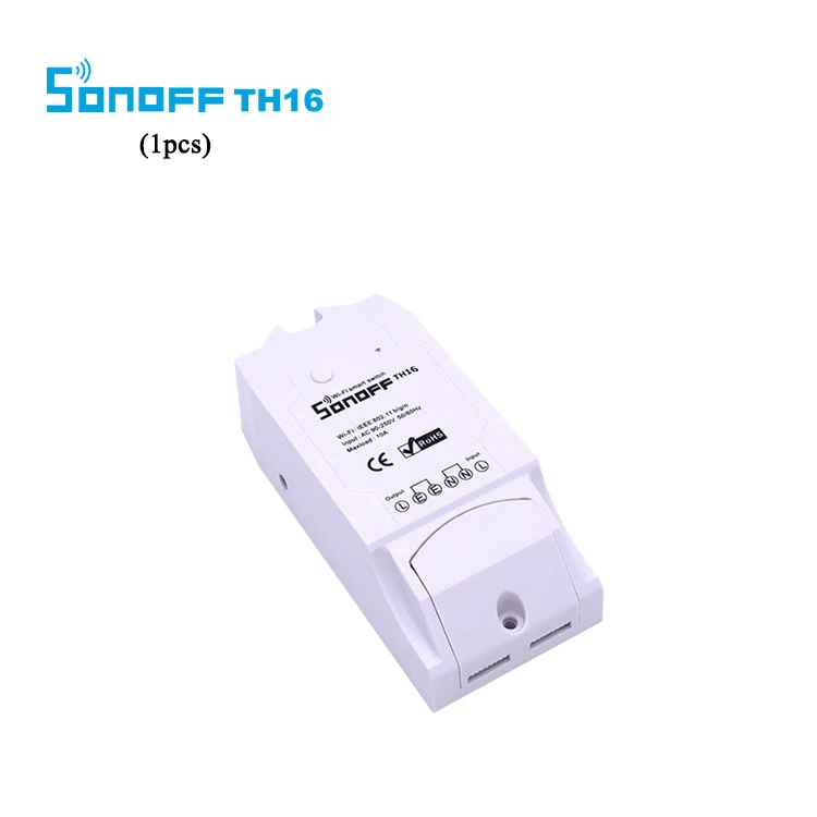 Sonoff TH 16A/10A мониторинг температуры и влажности WiFi умный переключатель Функция синхронизации с AM2301 DS18B20 датчик высокая точность - Комплект: Sonoff TH16