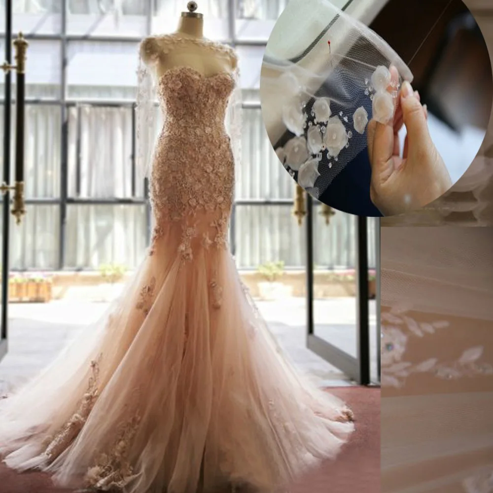 

New Arrival Custom Made Sweetheart Elegant Sleeveless Applique Flowers Vintage Wedding Dress Mermaid Wedding Dress MK-12