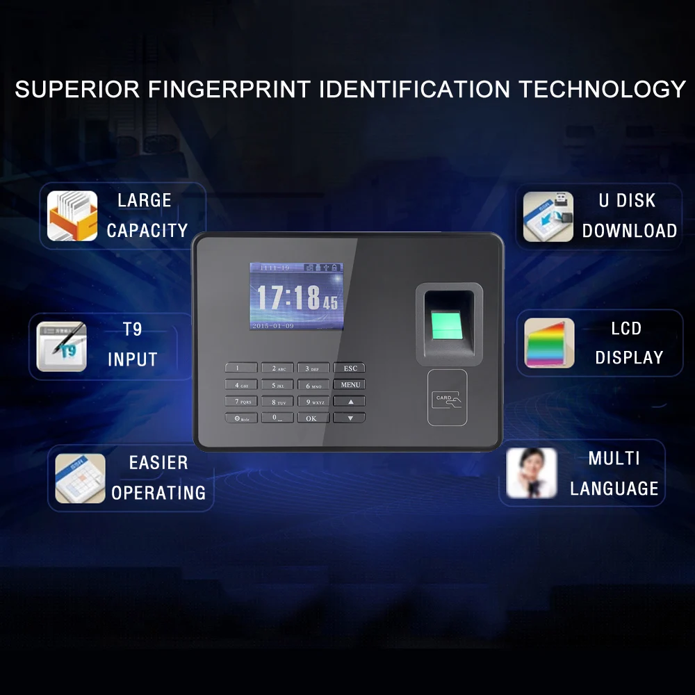 Биометрическое устройство для считывания отпечатков пальцев работник проверка-в рекордер TCP/IP 2,8 дюймовый ЖК-экран DC 5 V часы-Регистратор посещений