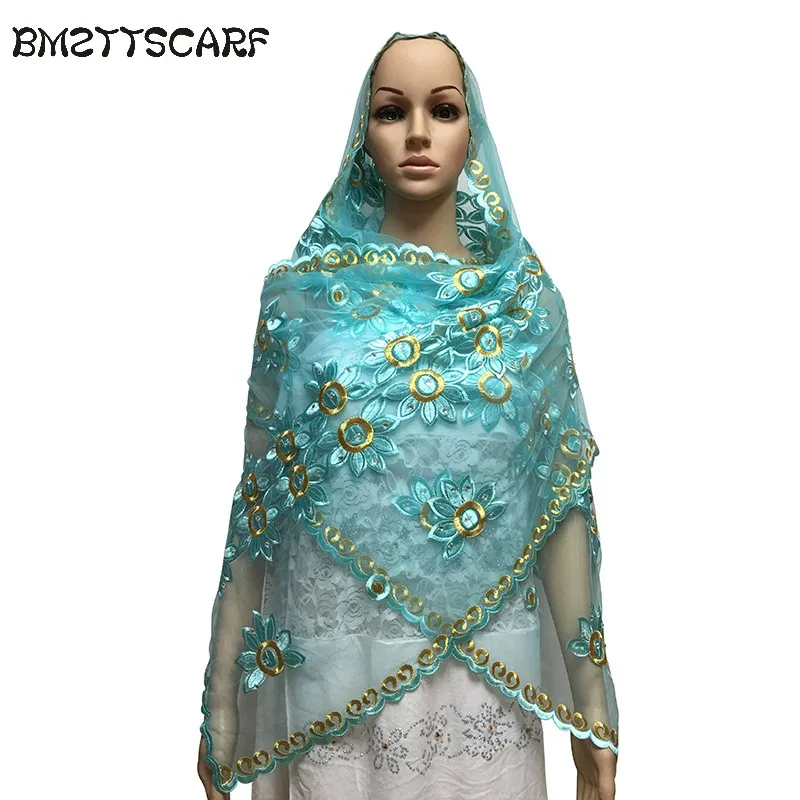 Африканские шарфы Малый размеры шарф из тюли 2,1*0,5 м с Стразы платок для шали BM638 - Цвет: Color 4