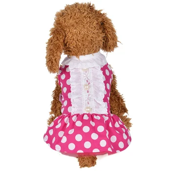

Small Dog Clothes Apparel Spring Summer Red Pink Cute Dots Dog Dress Princess Cat Puppy Clothing Dog Pets Dresses
