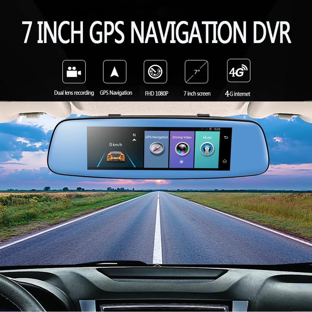 Podofo GPS навигации 4 г ADAS Видеорегистраторы для автомобилей Зеркало заднего вида с