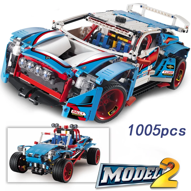

Decool 3377 Technic Rally Car 2 Models 1005pcs Building Block Bricks DIY legoingly Enlighten Technical Toys For Children 42077