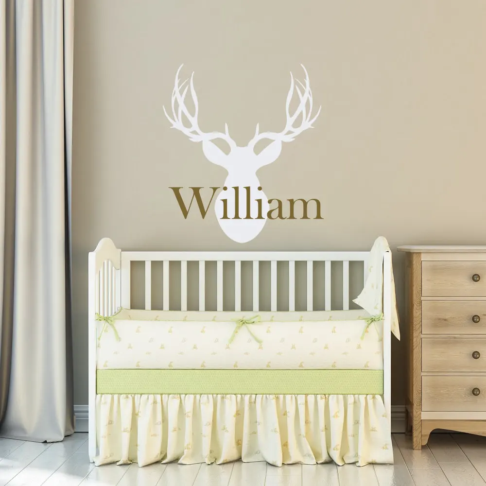custom name boys bedroom decor wall stickre personalized name deer head hunting wall decal art nursery - Hunting Bedroom Decor custom name boys bedroom decor wall stickre personalized name deer head hunting wall decal art nursery - Hunting Bedroom Decor
