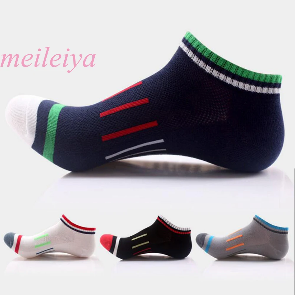 

MEILEIYA 5 Pairs / Bag High Quality Cotton Socks Fall/Winter Men's Cotton Socks stripe Breathable Casual Boat Socks Men's Socks
