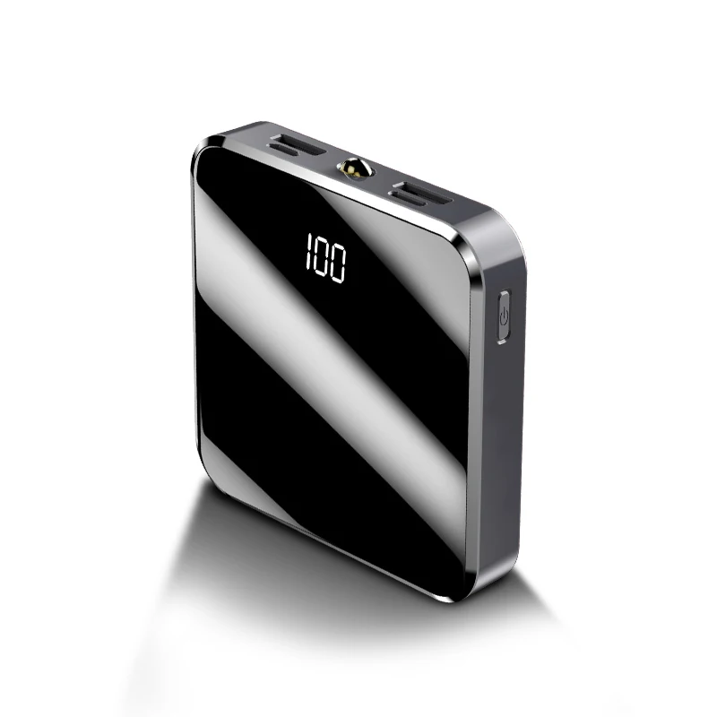 Портативное зарядное устройство power Bank 10000 мАч Мини банк питания зеркальный экран внешний аккумулятор для смартфона