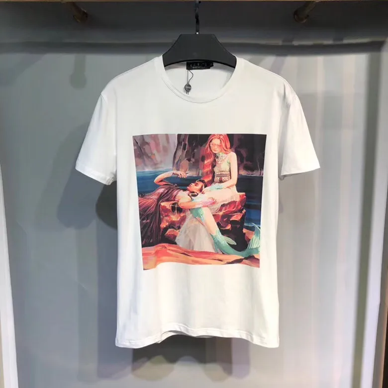 

Men's T-shirt Couple Printed Cotton Leisure Loose Round-collar Short-sleeved Jacket New Style of 2019
