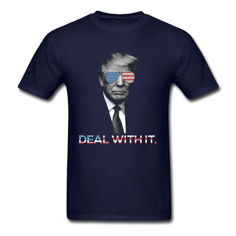 Trump-Deal-with-it T-shirts Oversized Short Sleeve Geek 100% Cotton Crew Neck Man Tops & Tees Printed Sweatshirts Summer/Autumn Trump-Deal-with-it navy