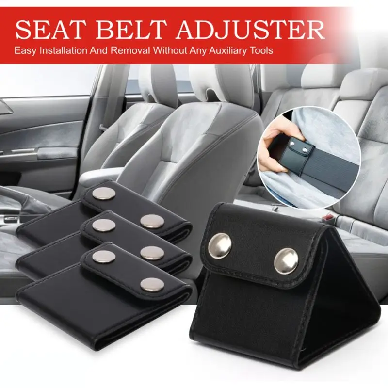 Shoulder Neck Car Seatbelt Adjuster Seat Belt Clip Strap Positioner PU Leather