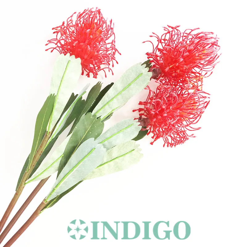 

INDIGO- 3pcs Red Leucospermum Cordifolium Hydrangea Nutans Flower Wedding Flower Floral Event Party Table Flower Free Shipping