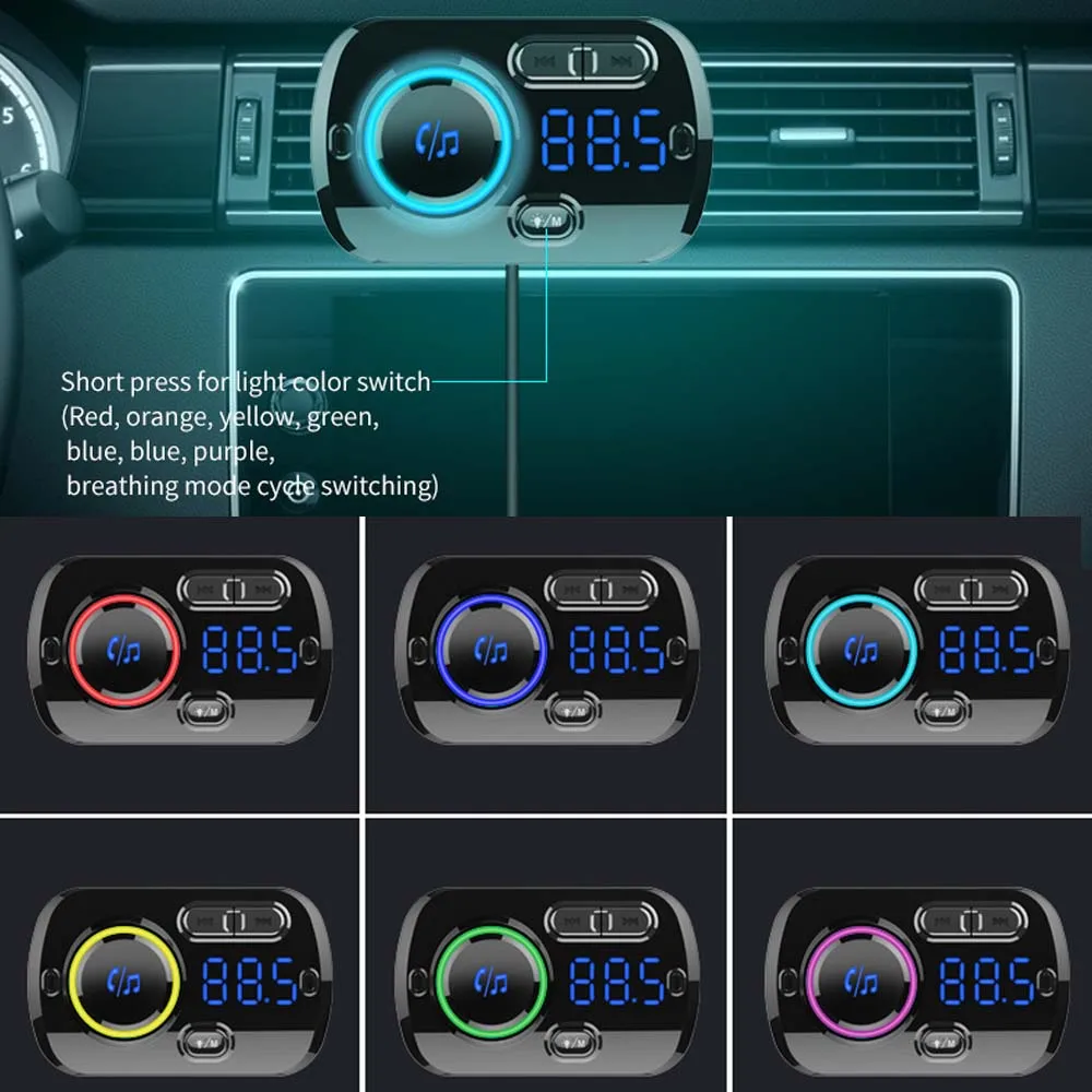 Mp3 плеер JINSERTA Bluetooth 5 0 FM передатчик автомобильный комплект USB QC3.0 Handsfree цветные