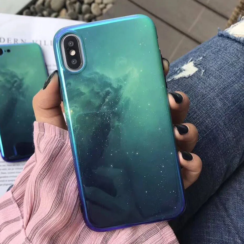 Чехол Triseoly для iPhone X 8 7 6 Plus отражающая поверхность с синим звездным небом чехол 6S