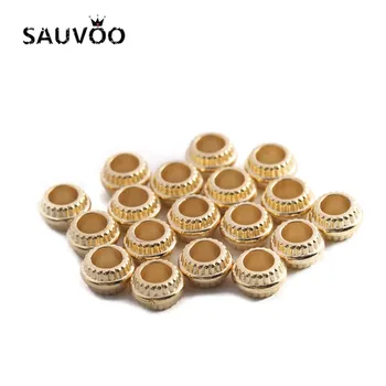 

SAUVOO 200pcs/lot CCB Round Big Hole Beads 4*7mm inner diameter 3.8mm Gold Silver Space Beads For Jewelry DIY Making Findigns