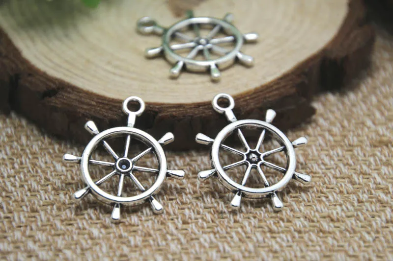 

15pcs--rudder Charms silver tone large rudder Charm Pendants 24x28mm