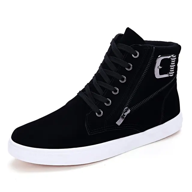 Hot Sale Punk Style Men Pu Leather Winter Warm Casual Shoes Male ...