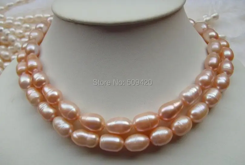 

Free Shipping >>HUGE 33"10-13MM TAHITIAN GENUINE PINK DROP PEARL NECKLACE