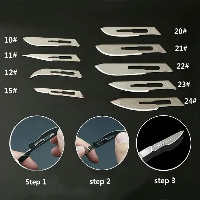 

100pcs/lot 11# Carbon Steel Sterile Surgical Blades Scalpel With 1Piece NO.3 Hilt For PCB/Circuit Board/Phone Repair/DIY tool