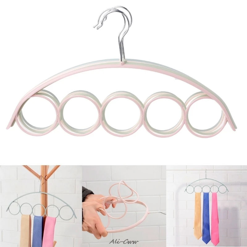

1Pc 5 Slots Ring Rope Holder Ties Hanger Belt Rack Scarves Hanger Organizer Rotate 360 Degree Storage Sorting Classification