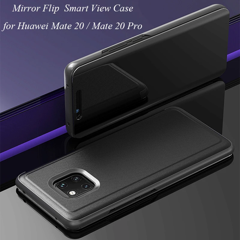 

Smart Flip Stand Mirror Case For Huawei Mate 20 Pro Case Clear View PU Leather Cover For Huawei Mate 20 Case Cover Huawei Mate20