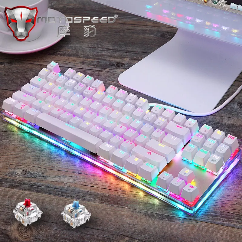 

Motospeed K87S Gaming Mechanical Keyboard 87 Key Anti-Ghosting Red/Blue Switch RGB Backlight Wired Keyboard for Computer gamer