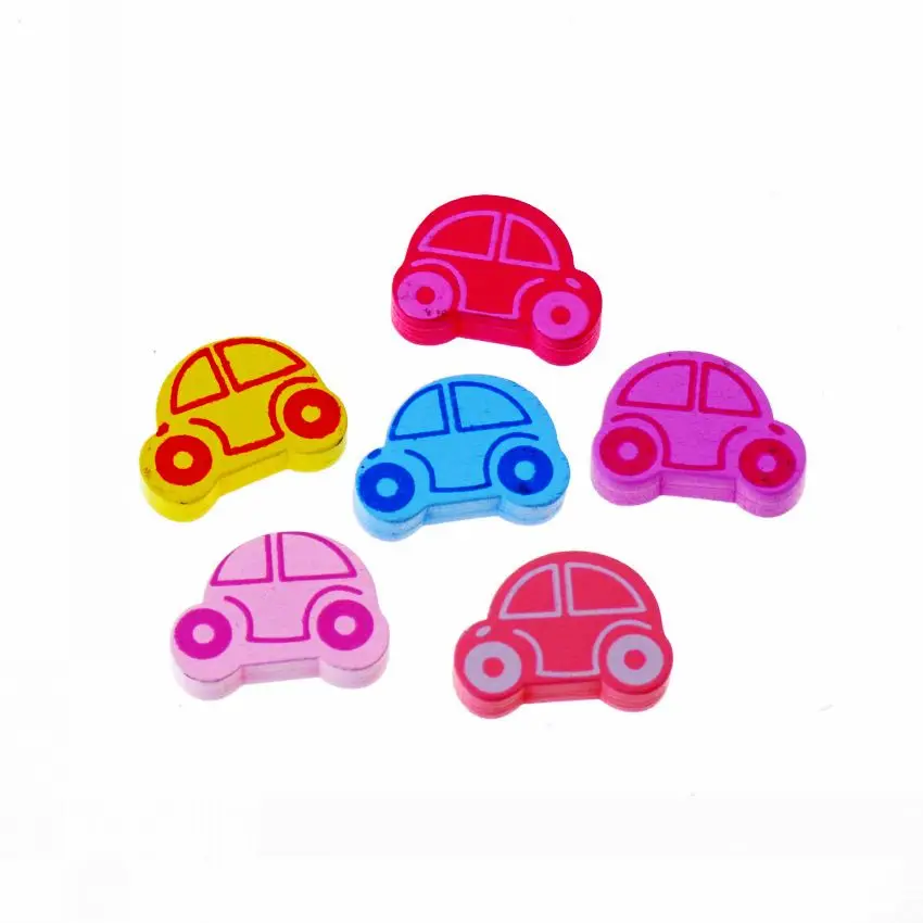 

25pcs Mixed Wooden Beads Lovely Car Styles Spacer Beading Wood Beads Toys For Baby DIY Crafts Kids Toys & Pacifier Clip 25x18mm
