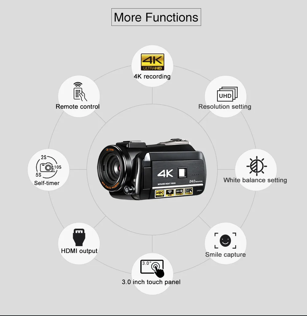 Ordro UHD 4k WIFI цифровая видеокамера с 3 0 ''сенсорным дисплеем wifi Ночное Видение |