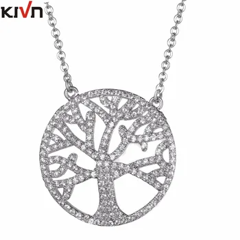 

KIVN Fashion Jewelry Celtic Family Life Tree Pave CZ Cubic Zirconia Womens Girls Wedding Bridal Pendant Necklaces Birthday Gifts