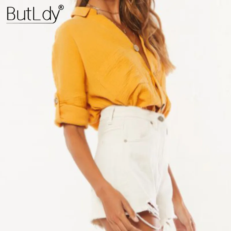Buy 2019 Autumn Cotton Linen Women Shirts V Neck Long Sleeve White Shirt Top Female Pockets Casual Loose Solid Vintage Blouse Shirt