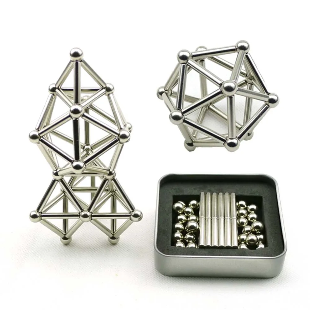 

36PCS Innovative Buckyballs Magnetic Sticks & 27PCS Steel Balls Toy Building Blocks Toy Set For Pressure Relief Fun Toys