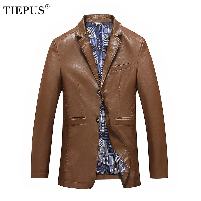 

TIEPUS Plus Size L~4XL,5XL, 6XL, 7XL, 8XL Leather Jacket Men Fashion casual Solid Color Slim PU Motorcycle Leather Jacket Men