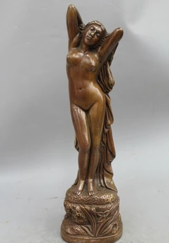 

17" Western Pure Copper Bronze illusion nude maiden belle statuary Statue fast