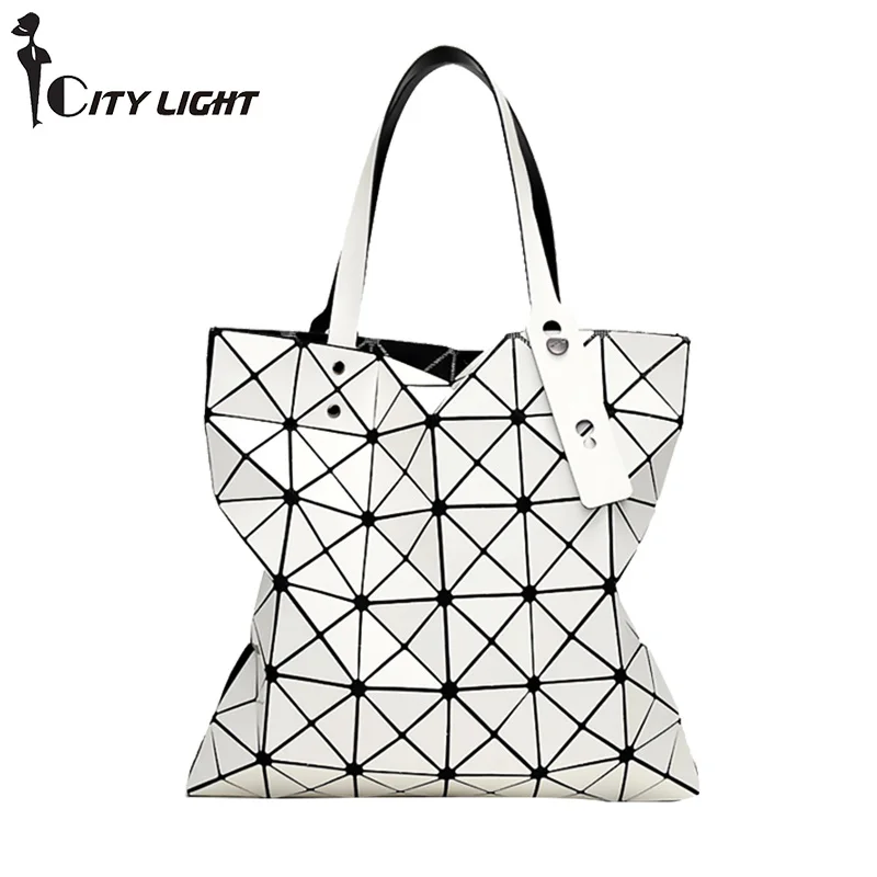 

New Handbag Female Folded Geometric Plaid Bag Fashion Casual Tote Women Handbag Mochila Shoulder Bag