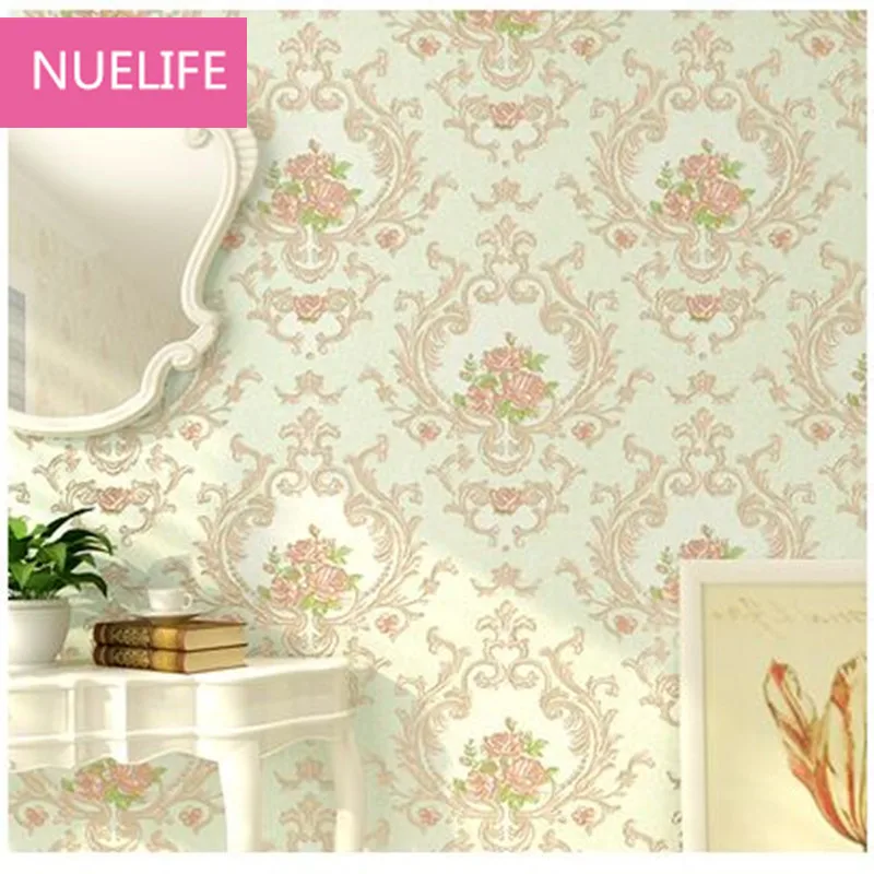 

0.53x10m pastoral flower European style non - woven wallpaper bedroom restaurant television background bed wallpaper N2