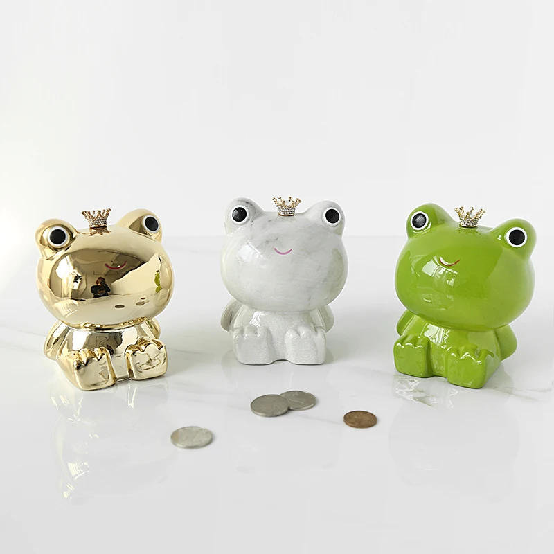 exquisite frog prince ceramic piggy bank Cute Crown Frog Cartoon Animal