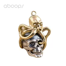 Gothic Two Tone 925 Sterling Silver Skull Octopus Necklace Pendant for Men Boys Free Shipping Gothic Two Tone 925 Sterling Silver Skull Octopus Necklace Pendant for Men Boys Free Shipping