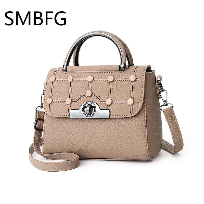 

Women Leather Handbags for Lady Thread Rivet Lock Ladies' Small Shopping Bags Messenger Bag Crossbody Handbag Famous Design 2018